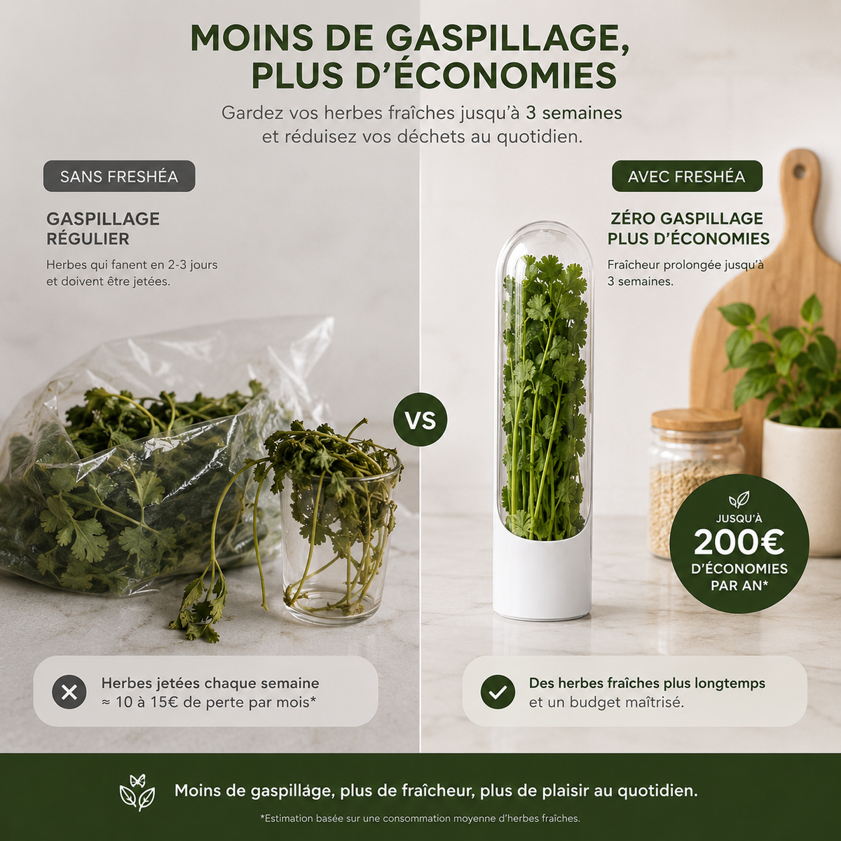 Conservateur d'aromates pour prolonger la fraîcheur